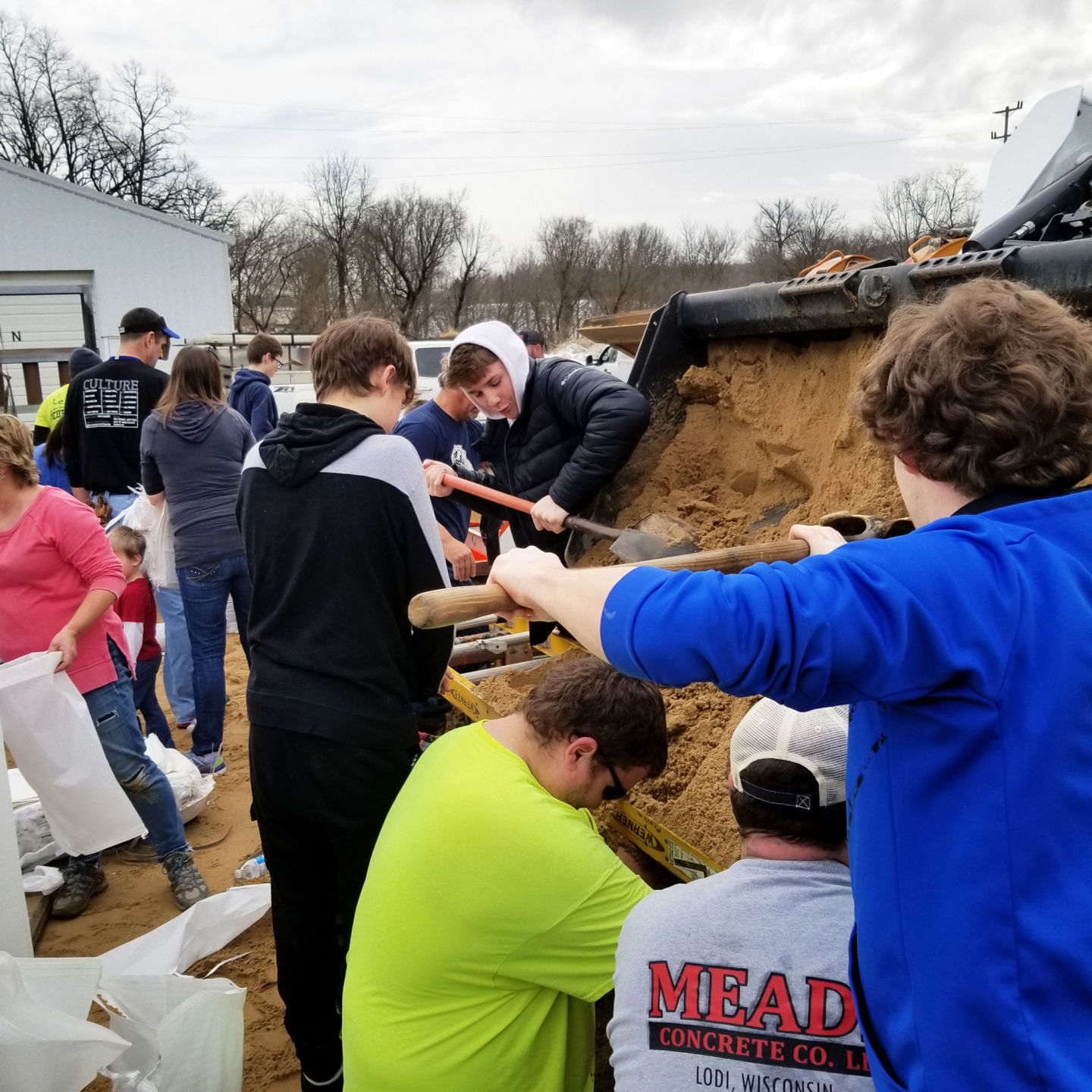 Filling up sandbags in Lodi